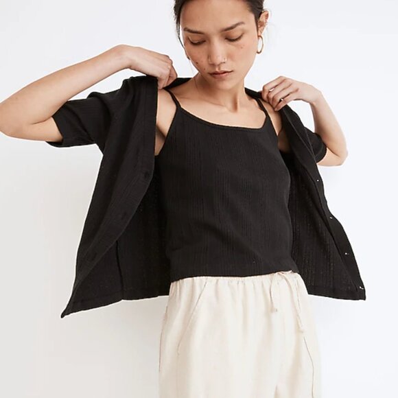 MADEWELL | NWT | Black Short Sleeve Cardigan Sweater Tank Set | Size M - Picture 2 of 5